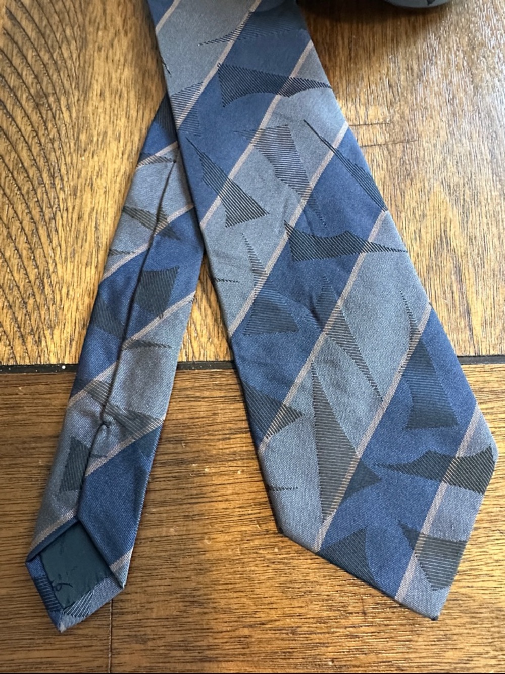 Salvatore Ferragamo Blue and Gray Geometric Silk Tie